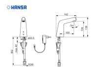 MEDIDAS GRIFO LAVABO A RED DESIGNO STYLE HANSA